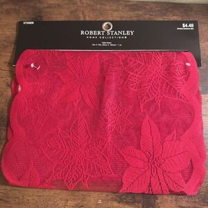 New Robert Stanley collection Red Lace Poinsettias table runner Christmas 13x72"